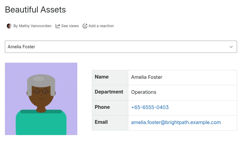 Employee directory built with Beautiful Assets